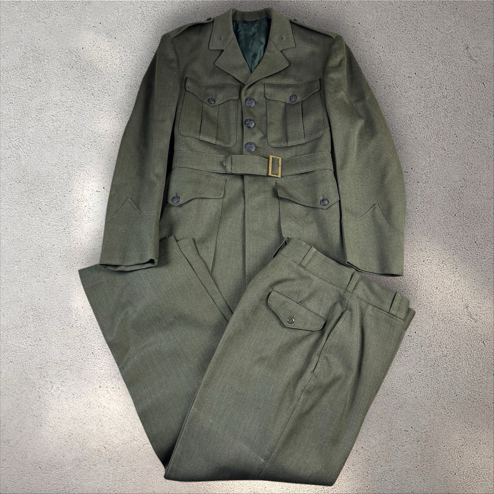 Vintage 70s US Marine Corps USMC Dress Uniform 39R Jacket Pants Belt Marine Shop